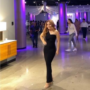 Prettylittlething black formal maxi dress